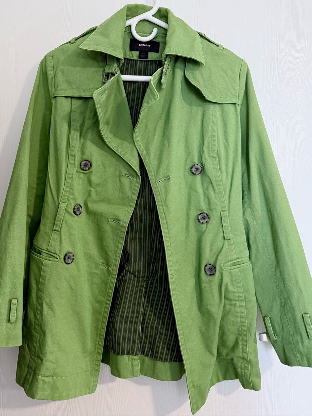 Very chíc Express Trench Coat Jacket Women’s XS • classic stylish green